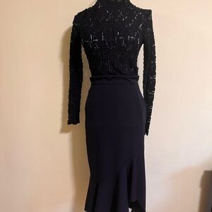 Elegant Black Lace Long Sleeve Dress
